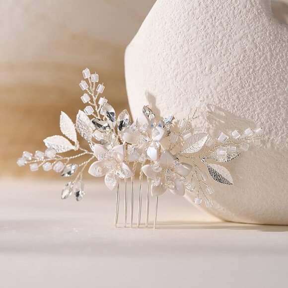 Wedding Hair Comb Crystal Bridal Accessory Silver for Brides and Bridesmaids main image 5